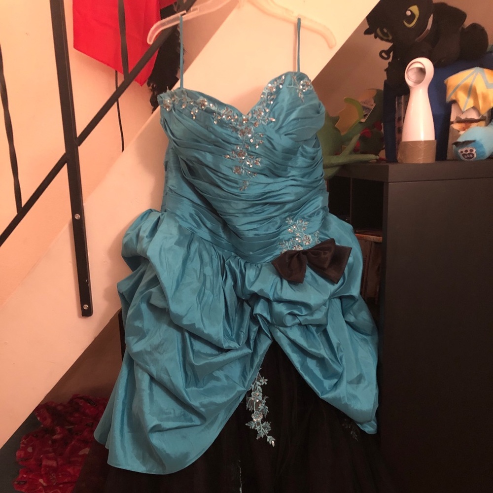 Blue and Black Ballgown Prom Dress